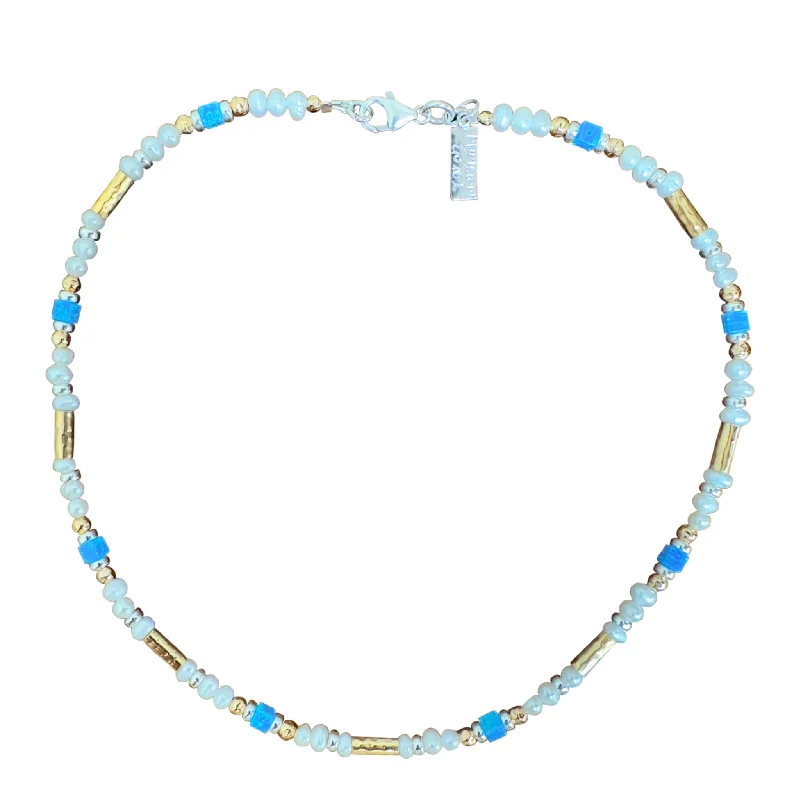 Yaron Morhaim Gold Pearl and Opal Necklace