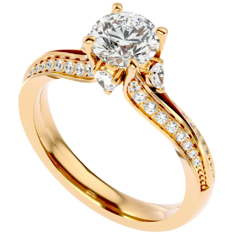 Organic shape ring-1 1/3Ct Diamond & Moissanite Accent Engagement Ring in 10k Gold