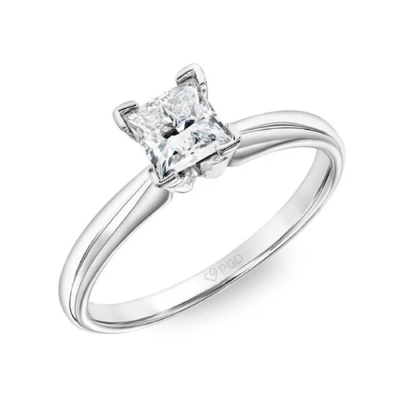 Textured edge ring-Signature Certificate EcoLove 1 1/4 CTW Princess Cut Lab Grown Diamond Solitaire Engagement Ring in 14KT White Gold