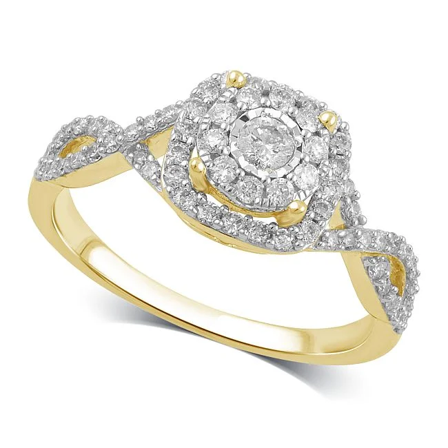 Flat-top ring-1/2 CTW Diamond Engagement Ring in 10KT Yellow Gold