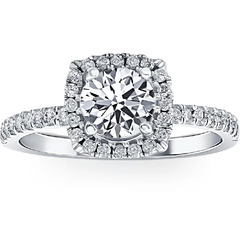 Wide-set ring-1 3/4 Ct TW Lab Grown Diamond Cushion Halo Engagement Ring in 14k White Gold