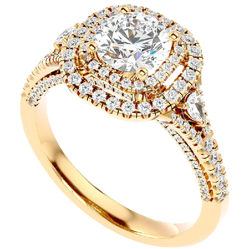 Vintage-inspired opal ring-1 3/4Ct Diamond & Moissanite Halo Engagement Ring in 10k Gold