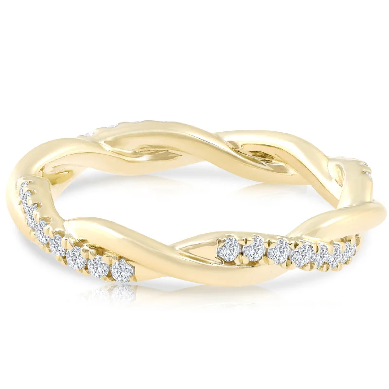 Flat-top ring-1/3 Ct Diamond Eternity Petite Twist Vine Eternity Ring 10k Yellow Gold