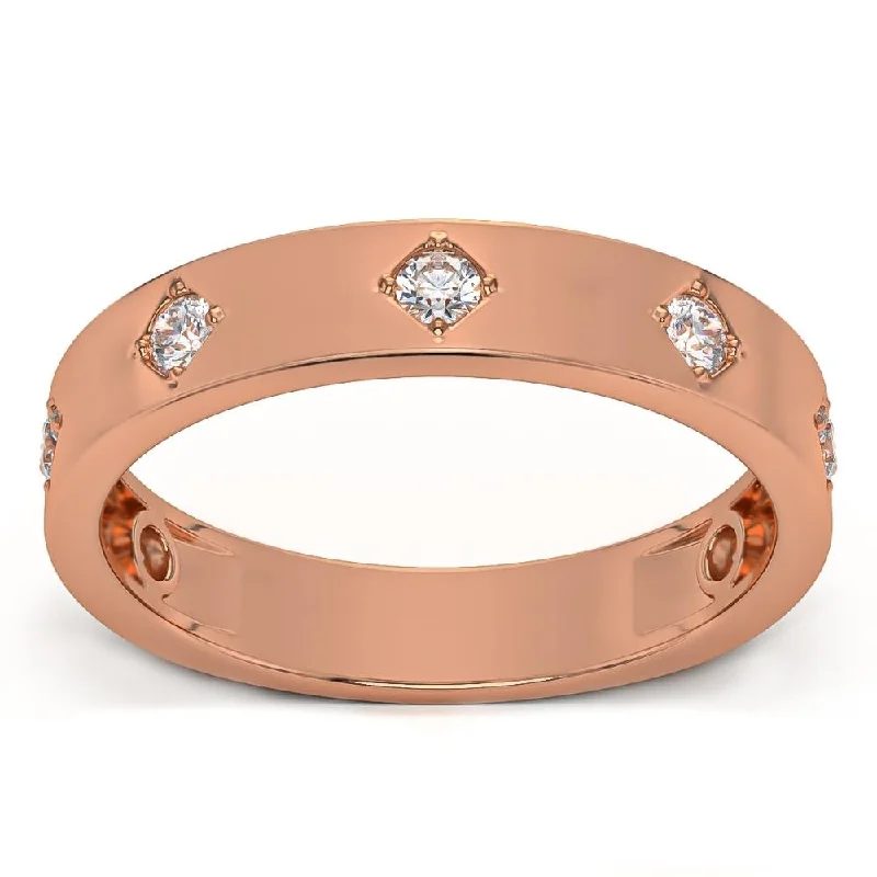 Tapered band ring-1/4Ct Diamond Wedding Ring Anniversary Band in White, Yellow, or Rose Gold