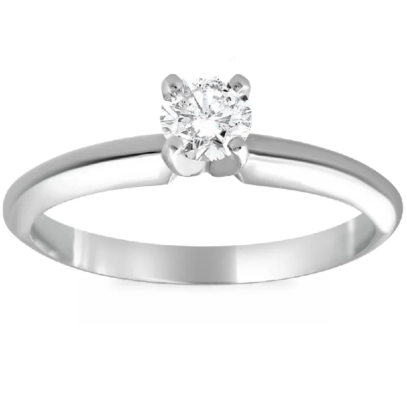 Sparkling crystal ring-1/4Ct Solitaire Round Cut Diamond Platinum Engagement Ring