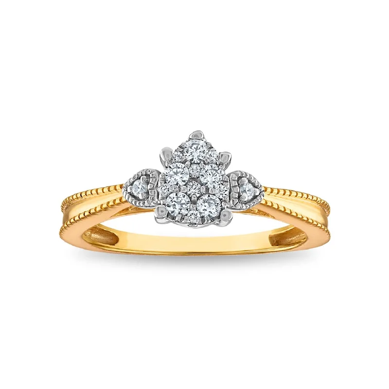 Infinity band ring-1/5 CTW Diamond Cluster Engagement Pear Shaped Ring in 10KT Yellow Gold