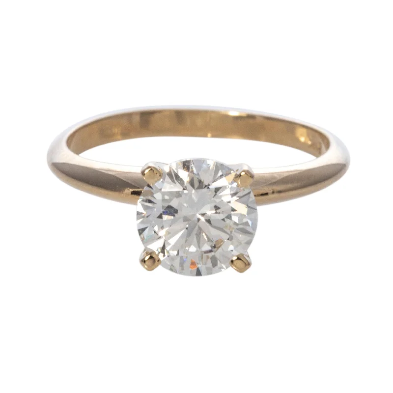 Crisscross ring-1.5ct I SI1 Round Diamond Solitaire 14K Yellow Gold Engagement Ring