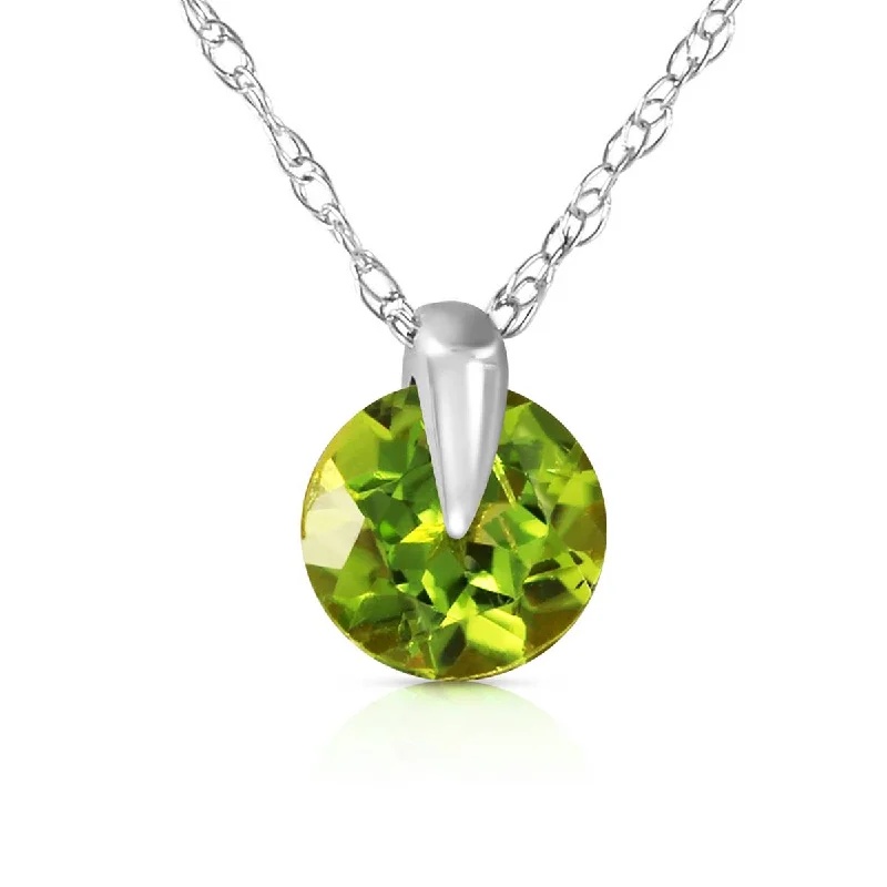 Sleek platinum necklace-1 Carat 14K Solid White Gold Unchain My Mind Peridot Necklace