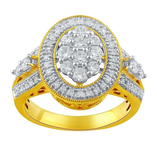 Starburst ring-1 CTW Diamond Engagement Ring in 10KT Yellow Gold