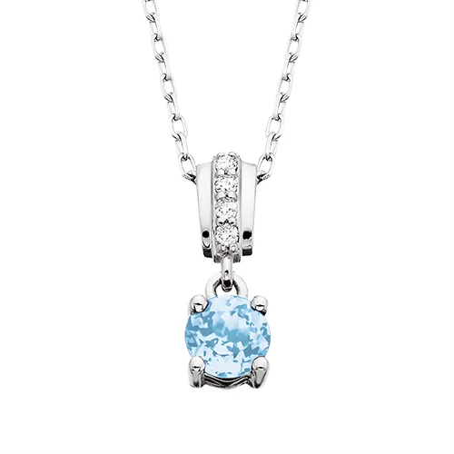 Five-stone necklace-10 Karat  Aquamarine  Birthstone Pendant Necklace