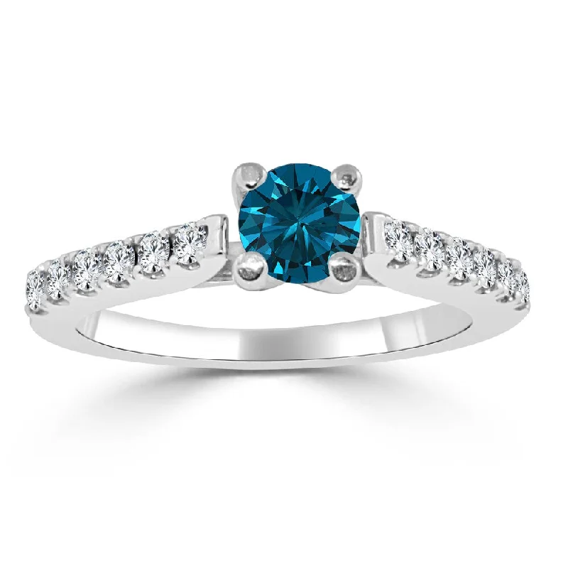 Interlocked ring-14k Gold 3/4ct TDW Round Blue Diamond Engagement Ring by Auriya (H-I, I1-I2)