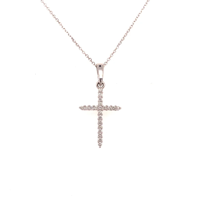 Polished rose necklace-14K White Gold Diamond Cross Pendant - .17ctw