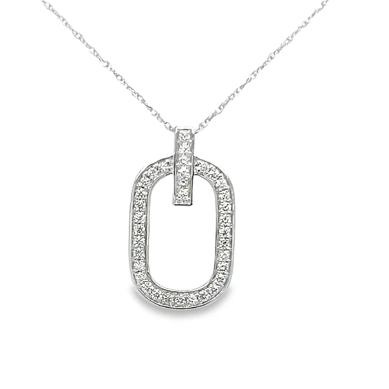 Petal-shaped necklace-14K White Gold Diamond Pendant  - .55ctw