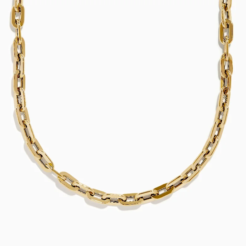 Radiant drop necklace-14K Yellow Gold 18" Hollow Oval Link Chain