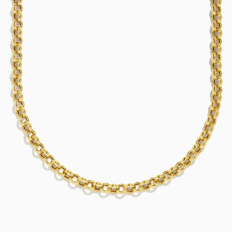 Pear-shaped necklace-14K Yellow Gold 18" Hollow Rolo Chain