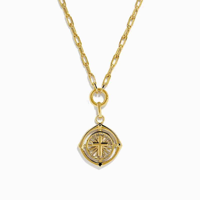 Bold pave necklace-14K Yellow Gold Cross Pendant Chain Necklace