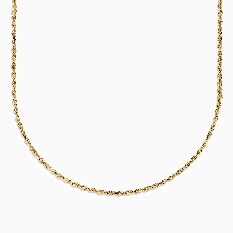 Linked hearts necklace-14K Yellow Gold Rope 18" Chain