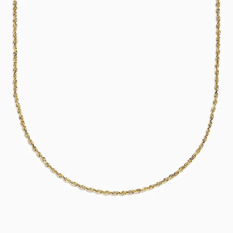 Raised gem necklace-14K Yellow Gold Rope 20" Chain