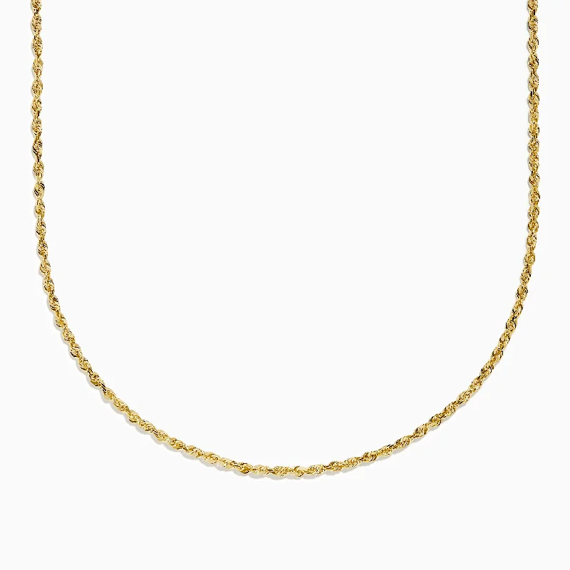 Sculpted silver necklace-14K Yellow Gold Rope 22" Chain