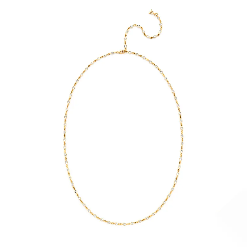 Bold gold necklace-18K White Sapphire Chain