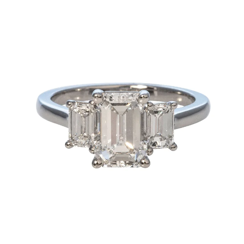 Laser-engraved ring-2.52ctw Emerald-Cut Diamond Three-Stone Platinum Ring