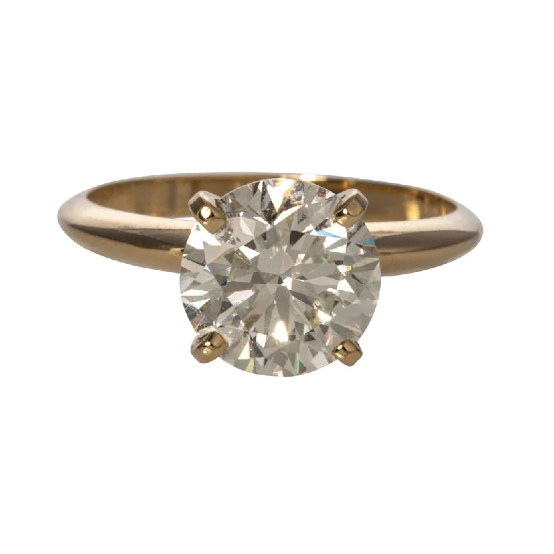 Textured silver ring-2.5ct I SI1 Round Diamond Solitaire 14K Yellow Gold Engagement Ring