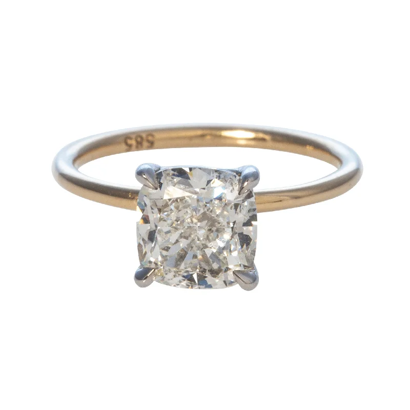 Split-band ring-2.5ct I SI2 Cushion Diamond Solitaire 14K Gold Engagement Ring