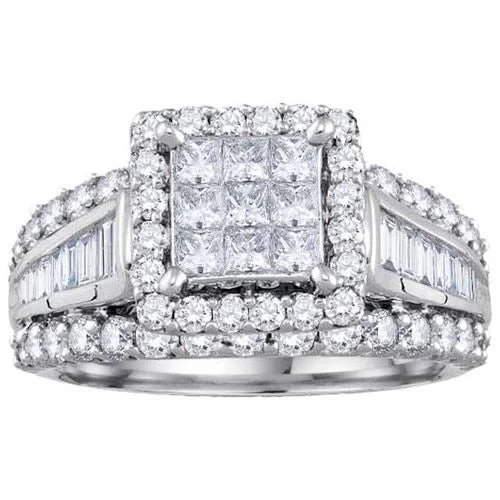 Split-band ring-2 CTW Diamond Engagement Ring in 10KT White Gold