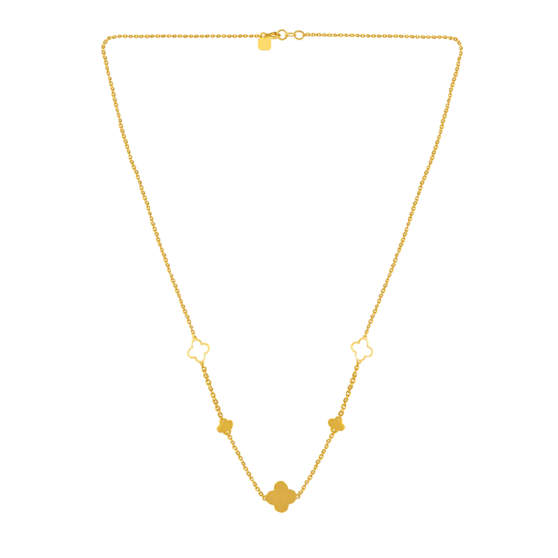 Curved gem necklace-22k Gold Chain Adorned With Unique Floral Design