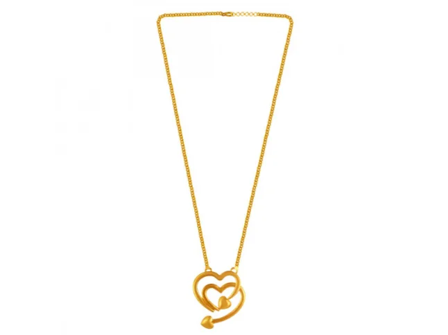 Dotted chain necklace-22k Interloped Heart Shaped Gold Chain Pendant