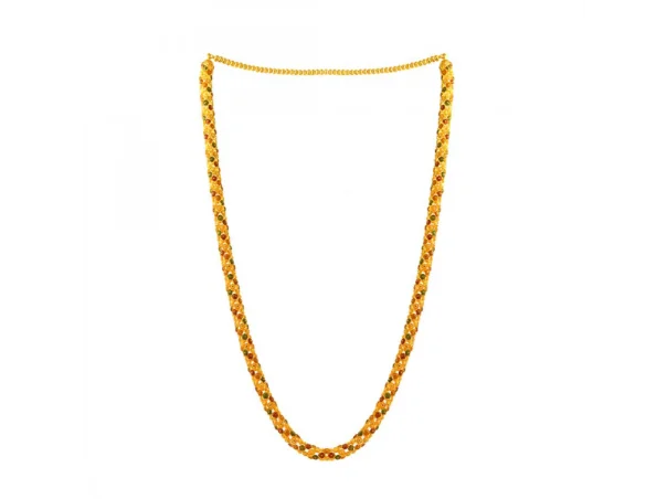 Three-stone necklace-22k Stunning Gold Moff Chain With Meenakari Detailing