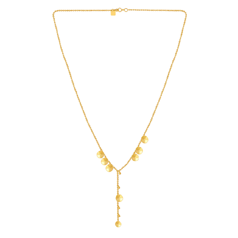 Flush-mount necklace-22k Unique Gold Chain With Gold Beads And Intricate Circular Design