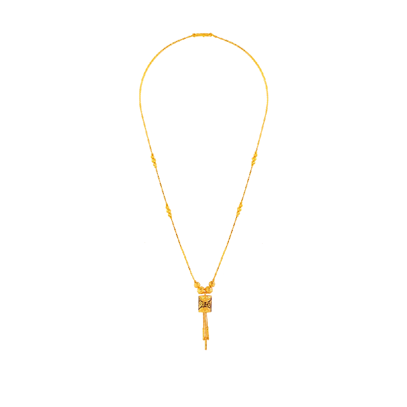 Etched design necklace-22KT (916) Yellow Gold Chain Pendant For Women