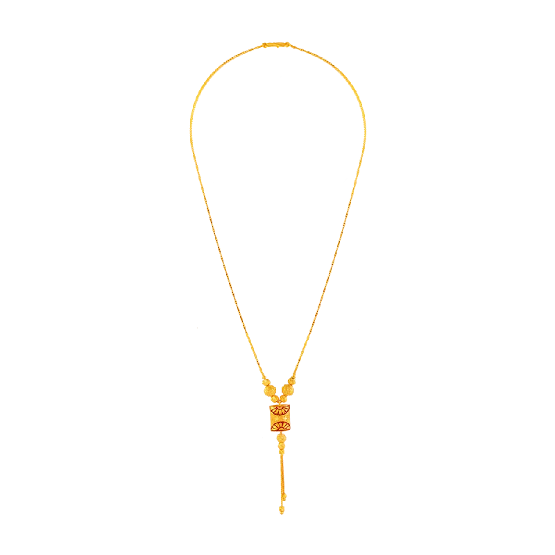 Bold pave necklace-22KT (916) Yellow Gold Chain Pendant For Women