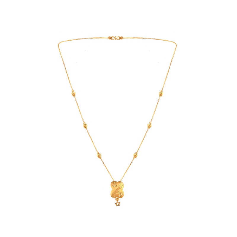 Organic gem necklace-22KT (916) Yellow Gold  Chain Pendant For Women