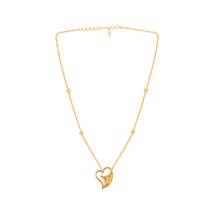 Laser-engraved necklace-22KT (916) Yellow Gold  Chain Pendant For Women