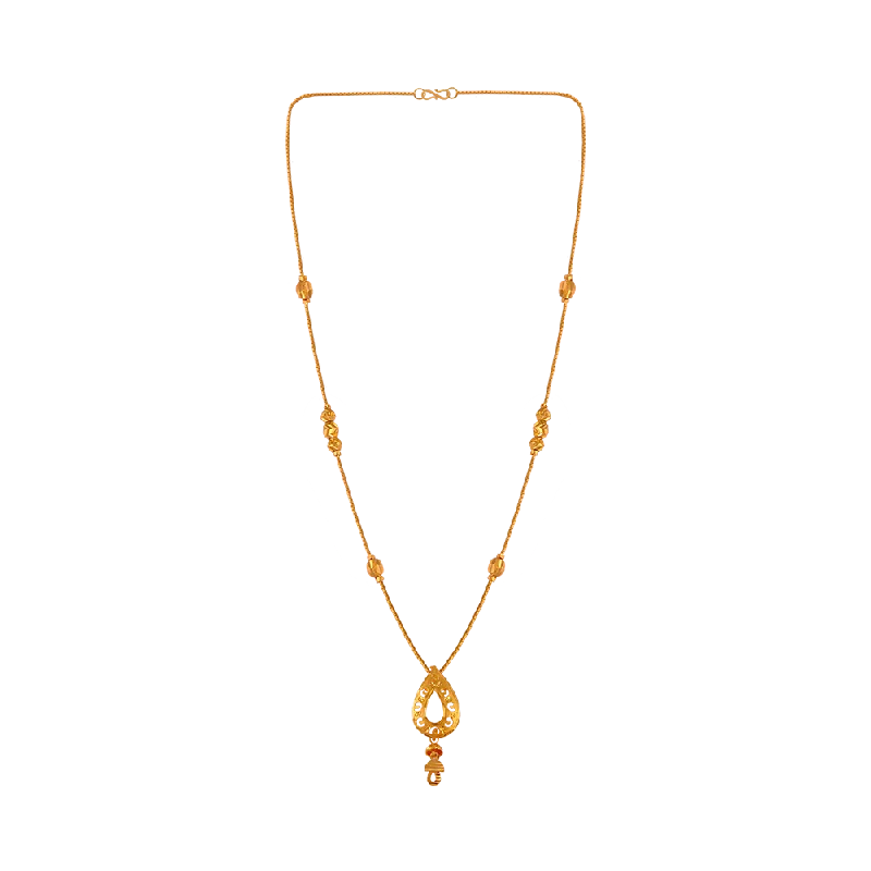 Ripple effect necklace-22KT (916) Yellow Gold  Chain Pendant For Women