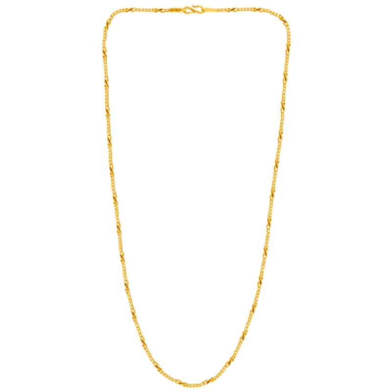 Textured silver necklace-22KT Yellow Gold Chain For Women