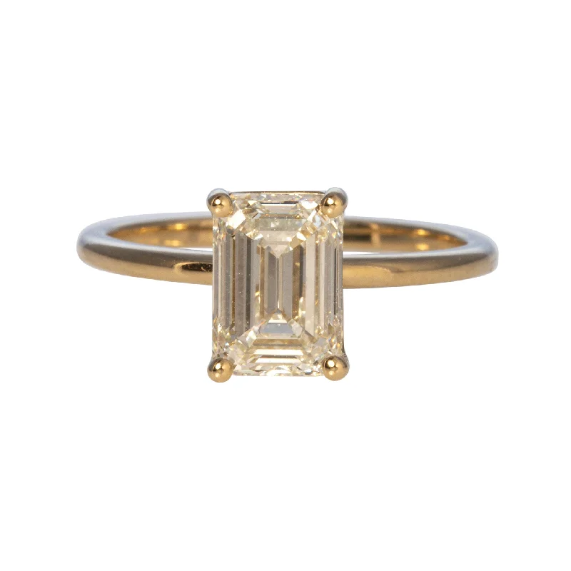 Glossy black ring-2ct J VS1 Emerald-Cut Diamond Solitaire 14K Yellow Gold Engagement Ring