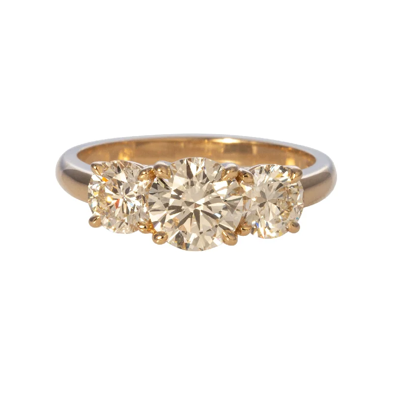 Wave-pattern ring-2ctw Round Brilliant Diamond Three-Stone 14K Gold Engagement Ring