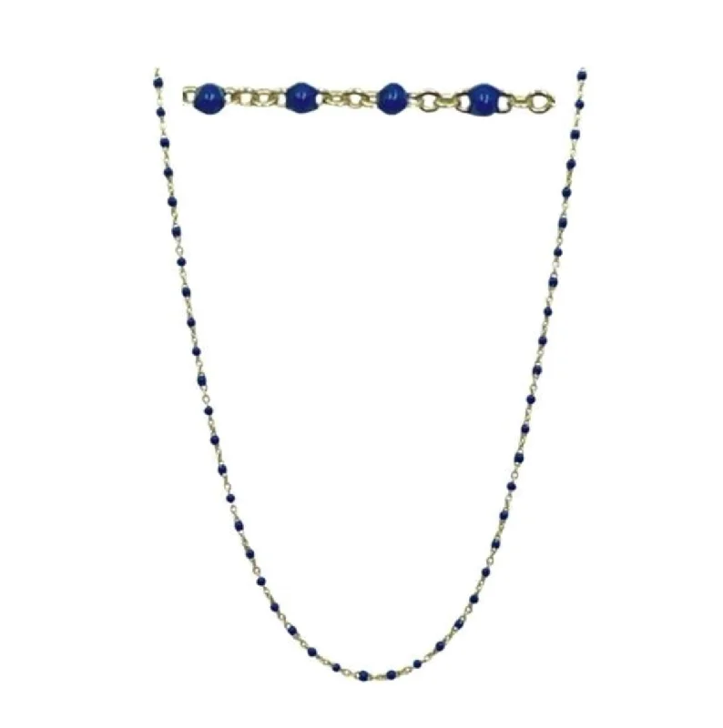 Vintage-inspired opal necklace-2mm Enamel Beaded Necklace: Lapis Vermeil or Plated (_NG7004LP)