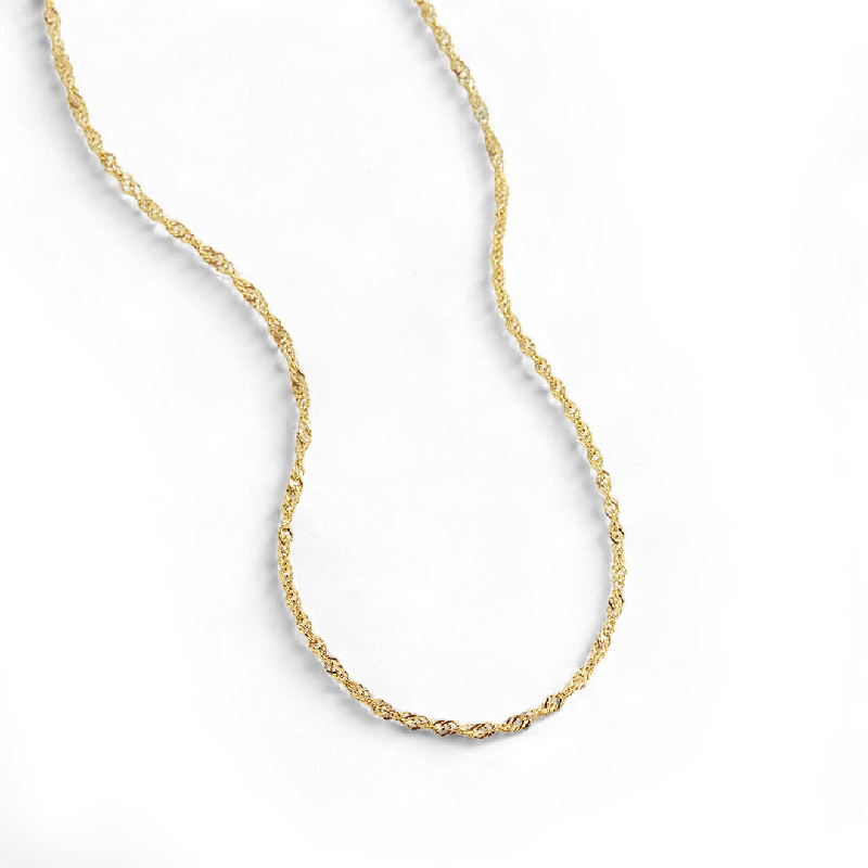 Flat-bar necklace-2mm Singapore Twist Chain Necklace