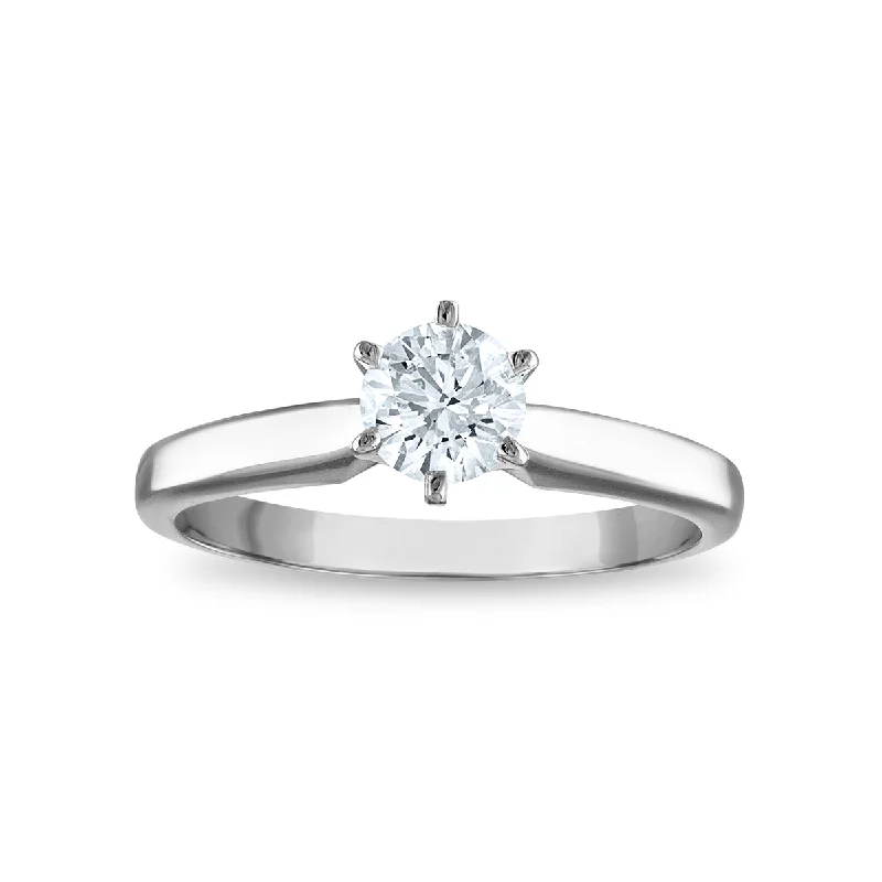 Twisted silver ring-Signature Certificate EcoLove 3/4 CTW Round Lab Grown Diamond Solitaire Engagement Ring in 14KT White Gold