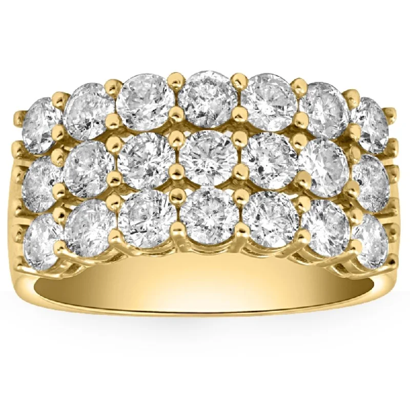 Split-band ring-3 Ct Diamond Three Row Women's Wedding Anniversary Ring in White or Yellow Gold