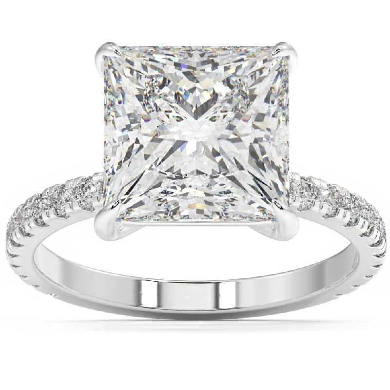 Tapered gem ring-4 1/2 Ct Princess Cut Diamond Engagement Ring Lab Grown in White or Yellow Gold