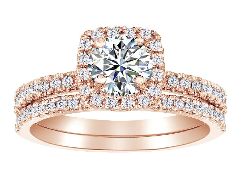 Subtle silver ring-5/8Ct Diamond Halo Engagement Ring Set in White, Rose, Yellow Gold, or Platinum