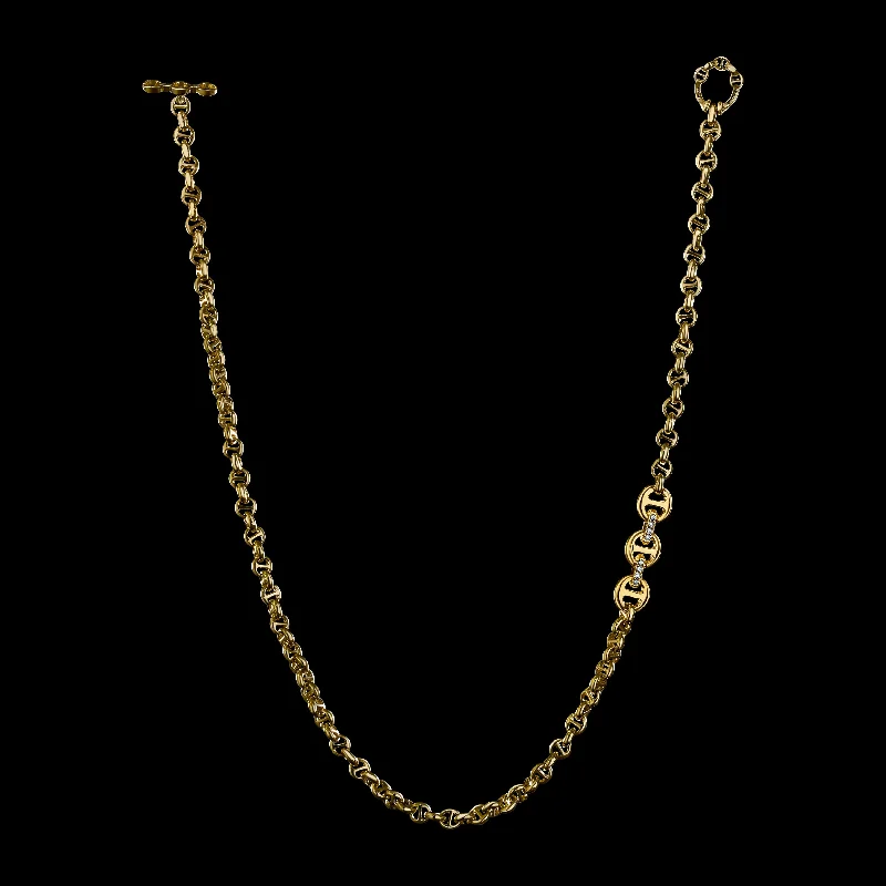 Scalloped edge necklace-5MM OPEN-LINK™ NECKLACE WITH DIAMOND PENDANT - 22"