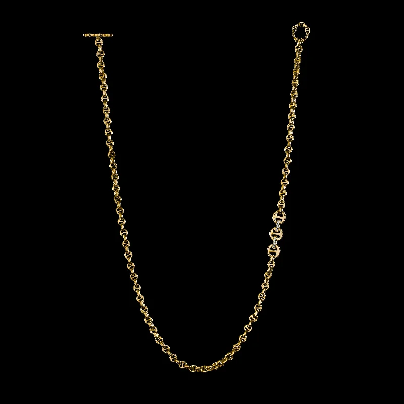 Wide-set necklace-5MM OPEN-LINK™ NECKLACE WITH DIAMOND PENDANT - 26"