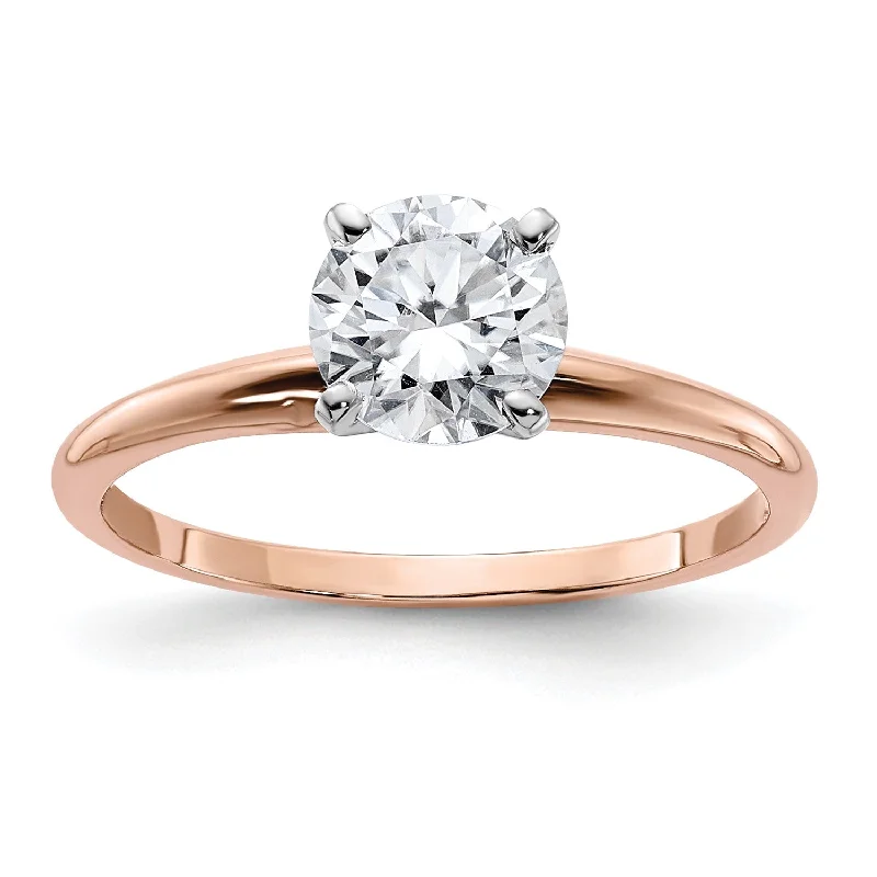 Wraparound ring-6.5MM Round Moissanite Solitaire Engagement Ring in 14KT Rose Gold; Size 7