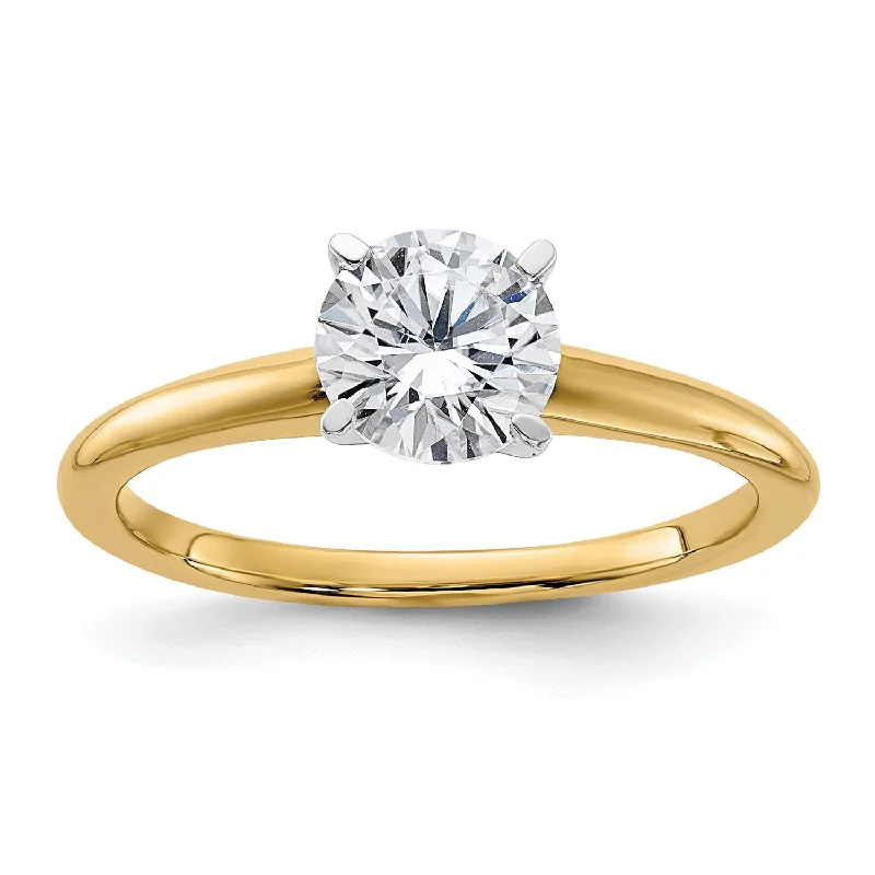 Adjustable gem ring-6.5MM Round Moissanite Solitaire Engagement Ring in 14KT Yellow Gold; Size 6